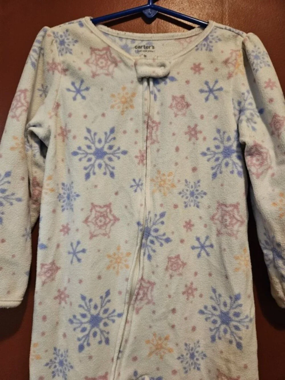 CARTER'S White Snowflake Print One Piece Blanket Sleeper Pajamas Girls 4T